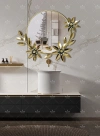 Golden metal floral decorations, round mirrors, stainless steel rings, preserved flowers, gift boxes, gold foil roses details Picture